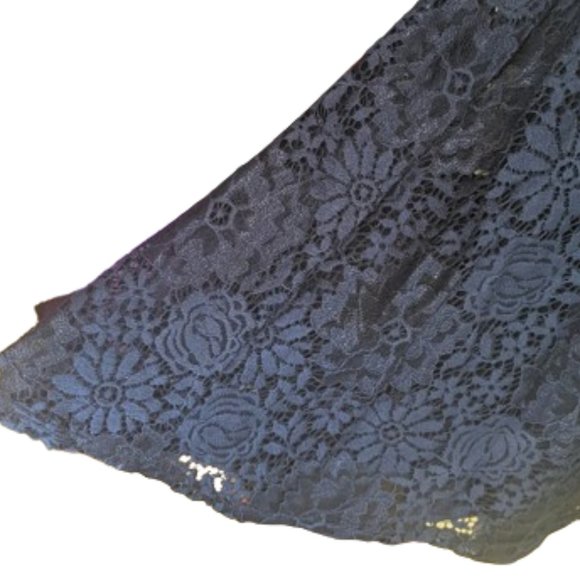 Deep Navy Blue Fit and Flaire Lace Dress Size 7 NEW NWT - Picture 4 of 5